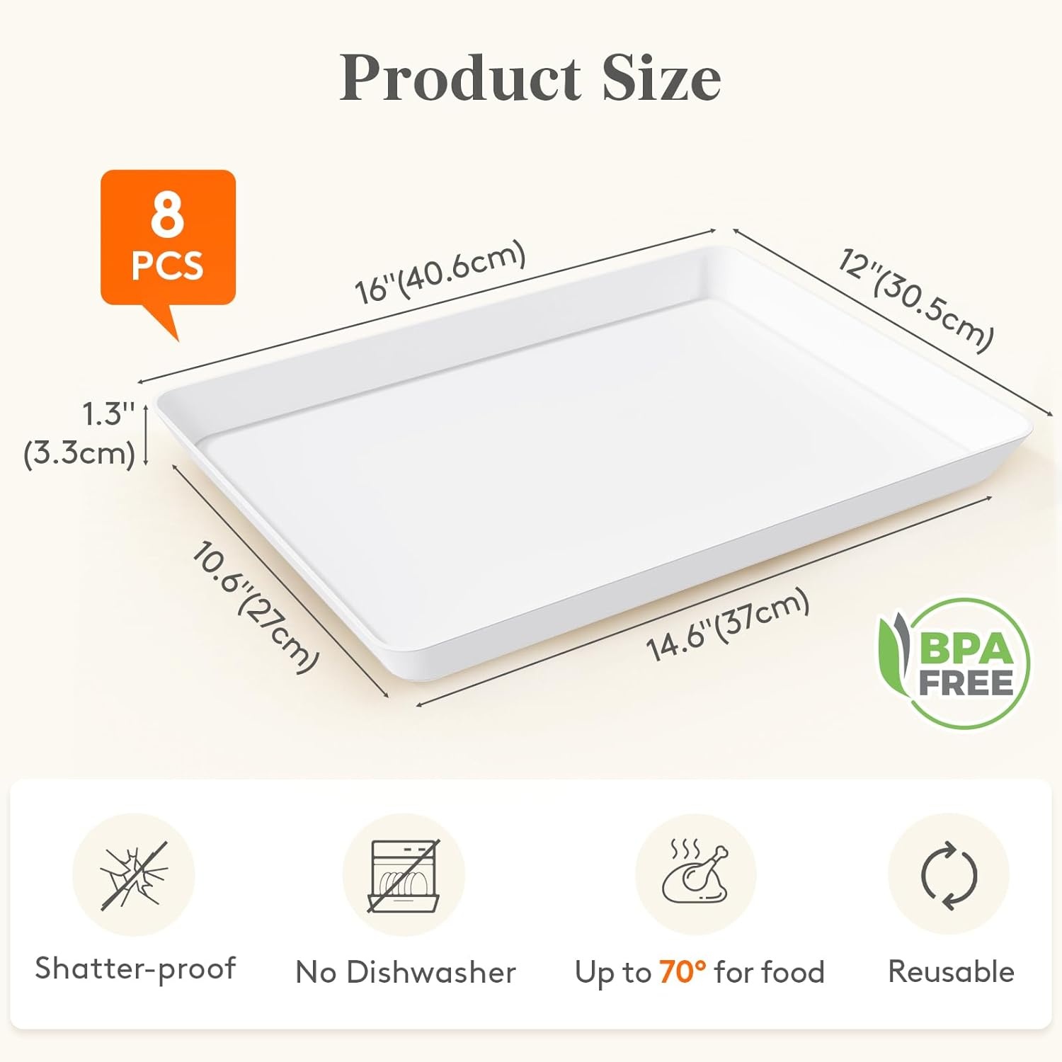 image:imageLifewit Serving Tray for Party Supplies Reusable Serving Platter for Catering Snack Fruit Charcuterie Appetizer Plastic Food Trays Hosting Essentials BPA Free White 4 Pcs8