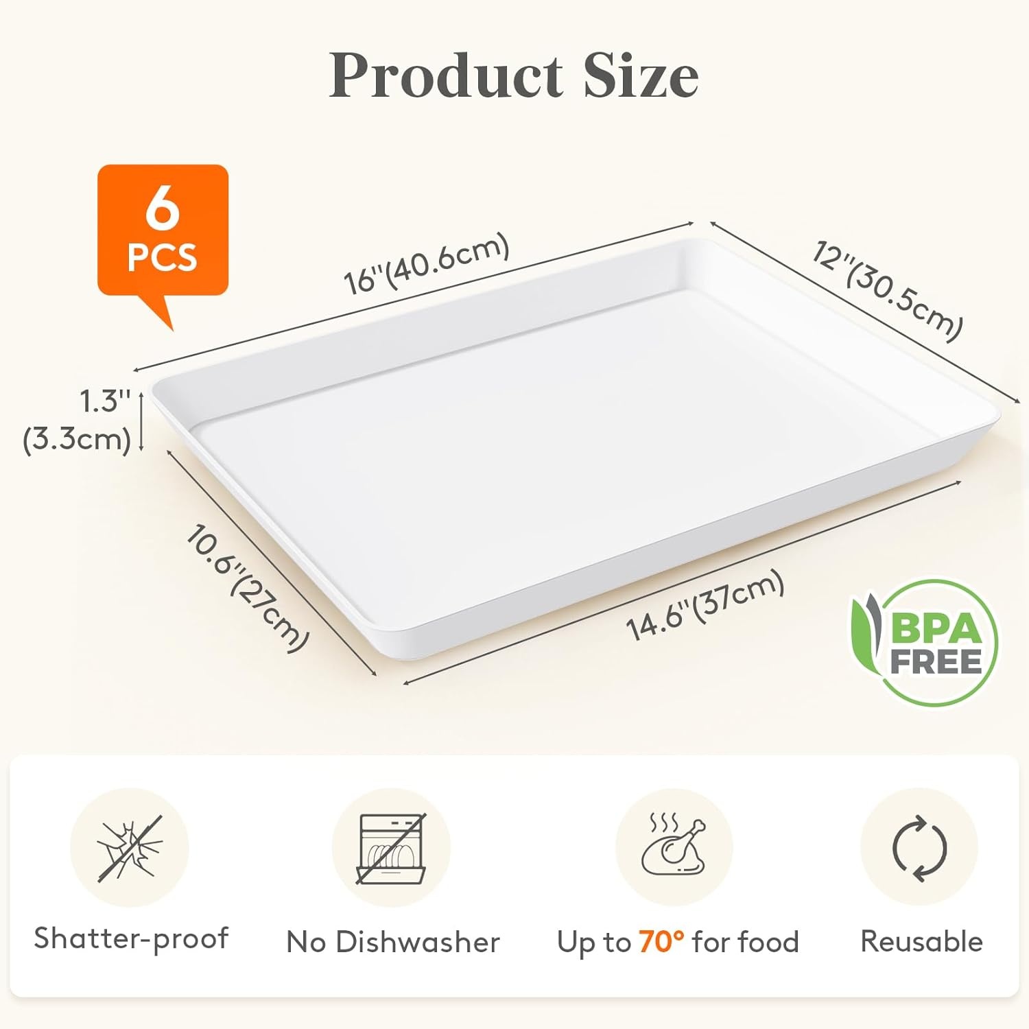 image:imageLifewit Serving Tray for Party Supplies Reusable Serving Platter for Catering Snack Fruit Charcuterie Appetizer Plastic Food Trays Hosting Essentials BPA Free White 4 Pcs6