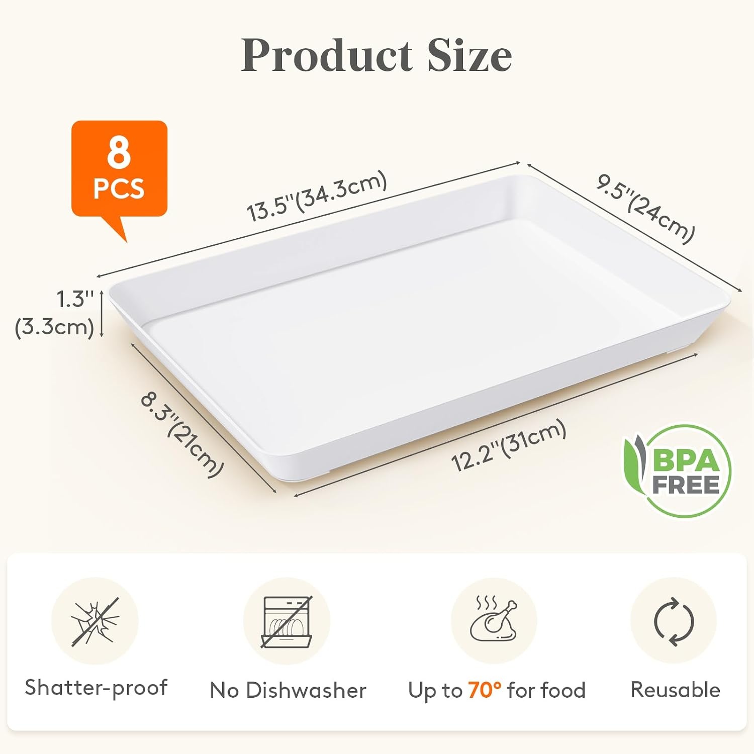image:imageLifewit Serving Tray for Party Supplies Reusable Serving Platter for Catering Snack Fruit Charcuterie Appetizer Plastic Food Trays Hosting Essentials BPA Free White 4 Pcs8