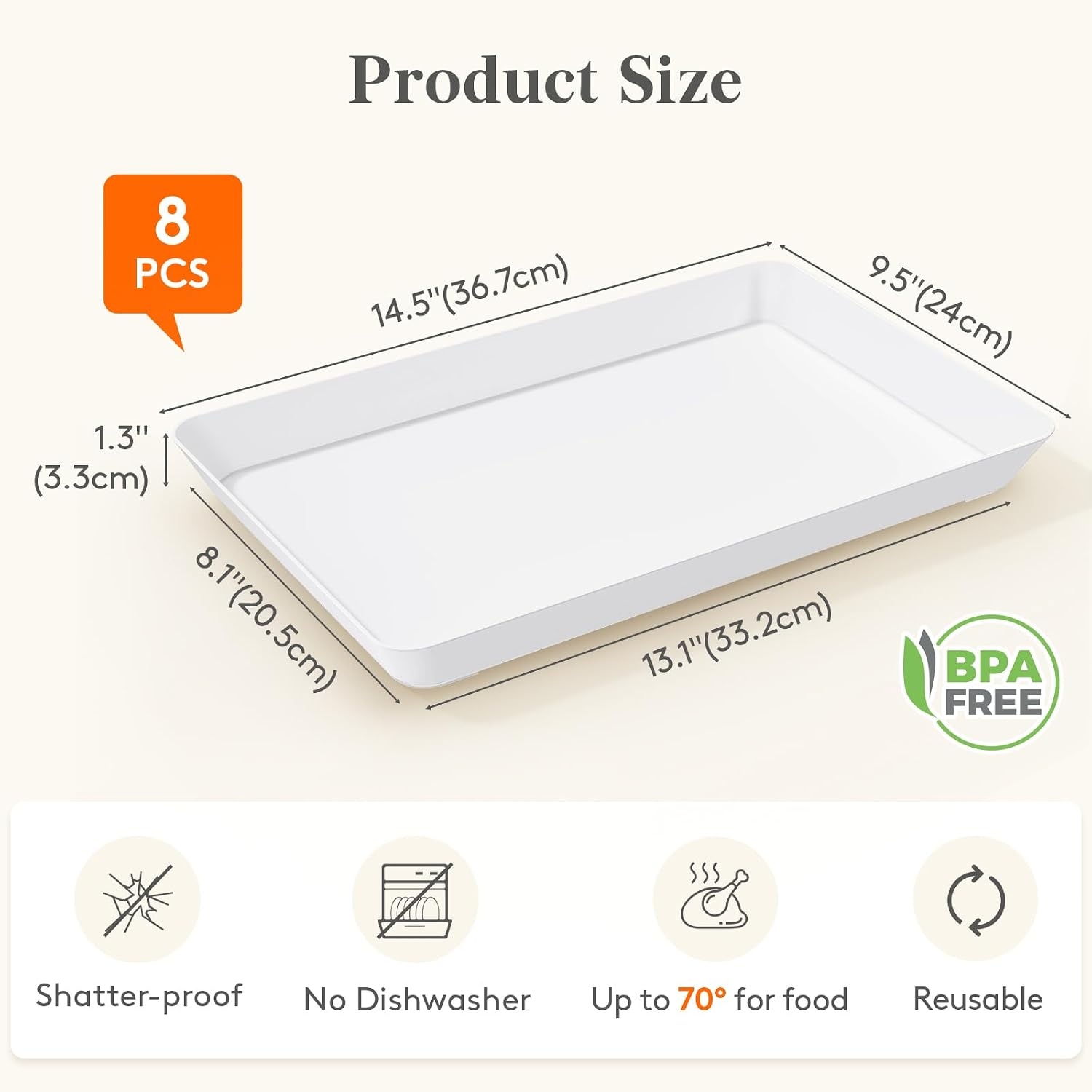 image:imageLifewit Serving Tray for Party Supplies Reusable Serving Platter for Catering Snack Fruit Charcuterie Appetizer Plastic Food Trays Hosting Essentials BPA Free White 4 Pcs8