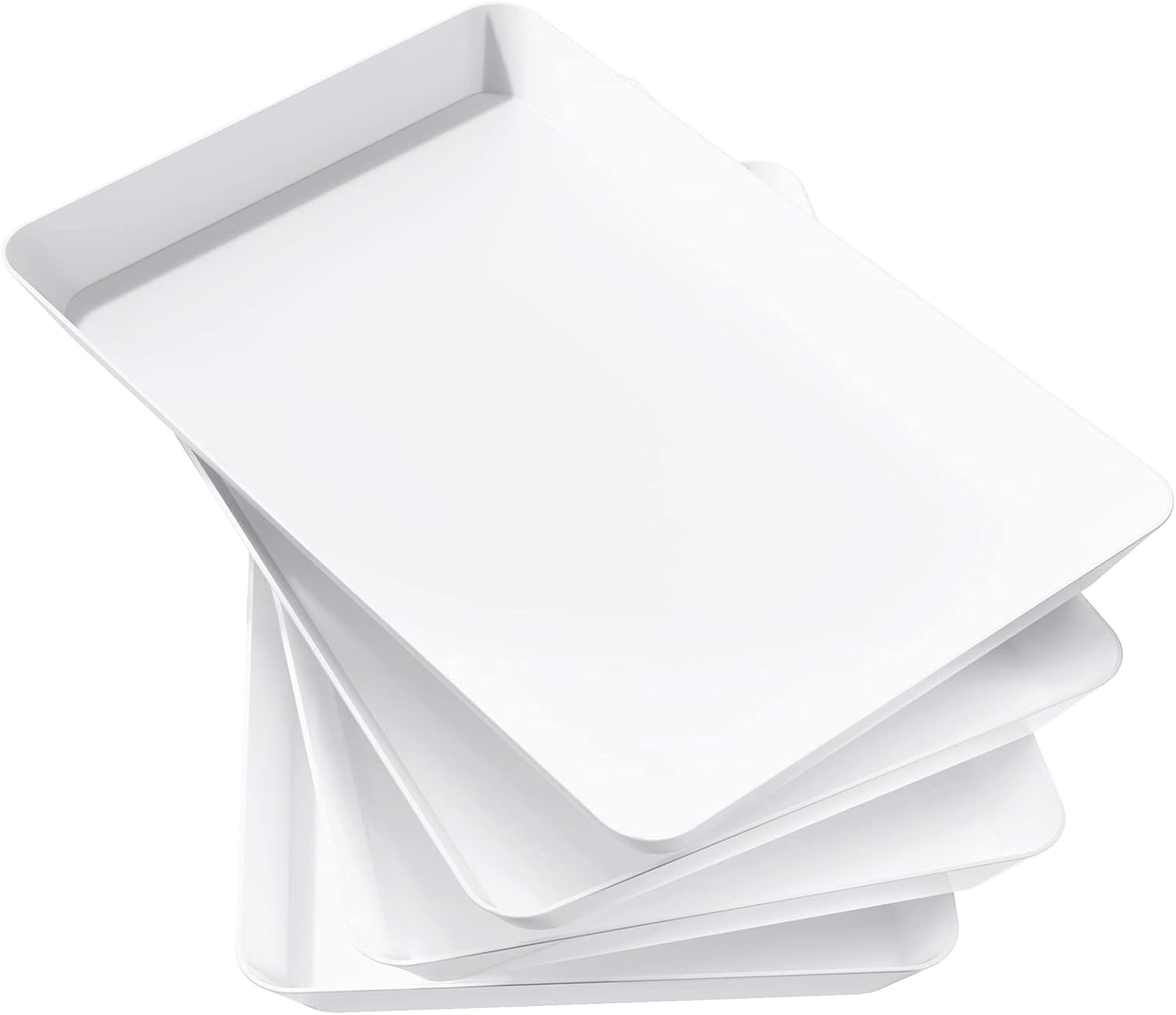 image:imageLifewit Serving Tray for Party Supplies Reusable Serving Platter for Catering Snack Fruit Charcuterie Appetizer Plastic Food Trays Hosting Essentials BPA Free White 4 Pcs4
