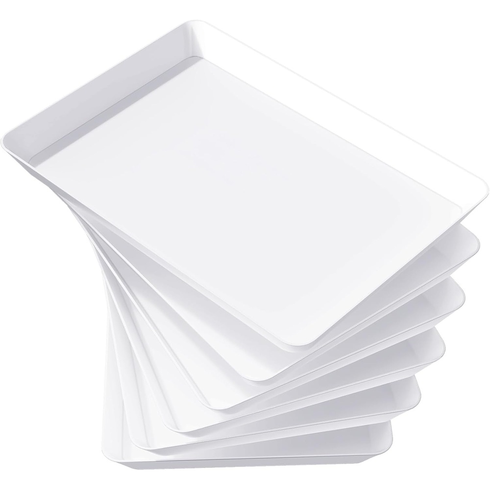 image:imageLifewit Serving Tray for Party Supplies Reusable Serving Platter for Catering Snack Fruit Charcuterie Appetizer Plastic Food Trays Hosting Essentials BPA Free White 4 Pcs6