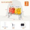 Lifewit 1 Gallon Glass Drink Dispenser for Parties, Beverage Container with Stand for Juice/Tea/Soda & Lemonade, Water Pitcher with Leakproof Spigot for Mimosa Bar, Birthday, Wedding Hosting, 2 Pcs(1.6 Gallon)