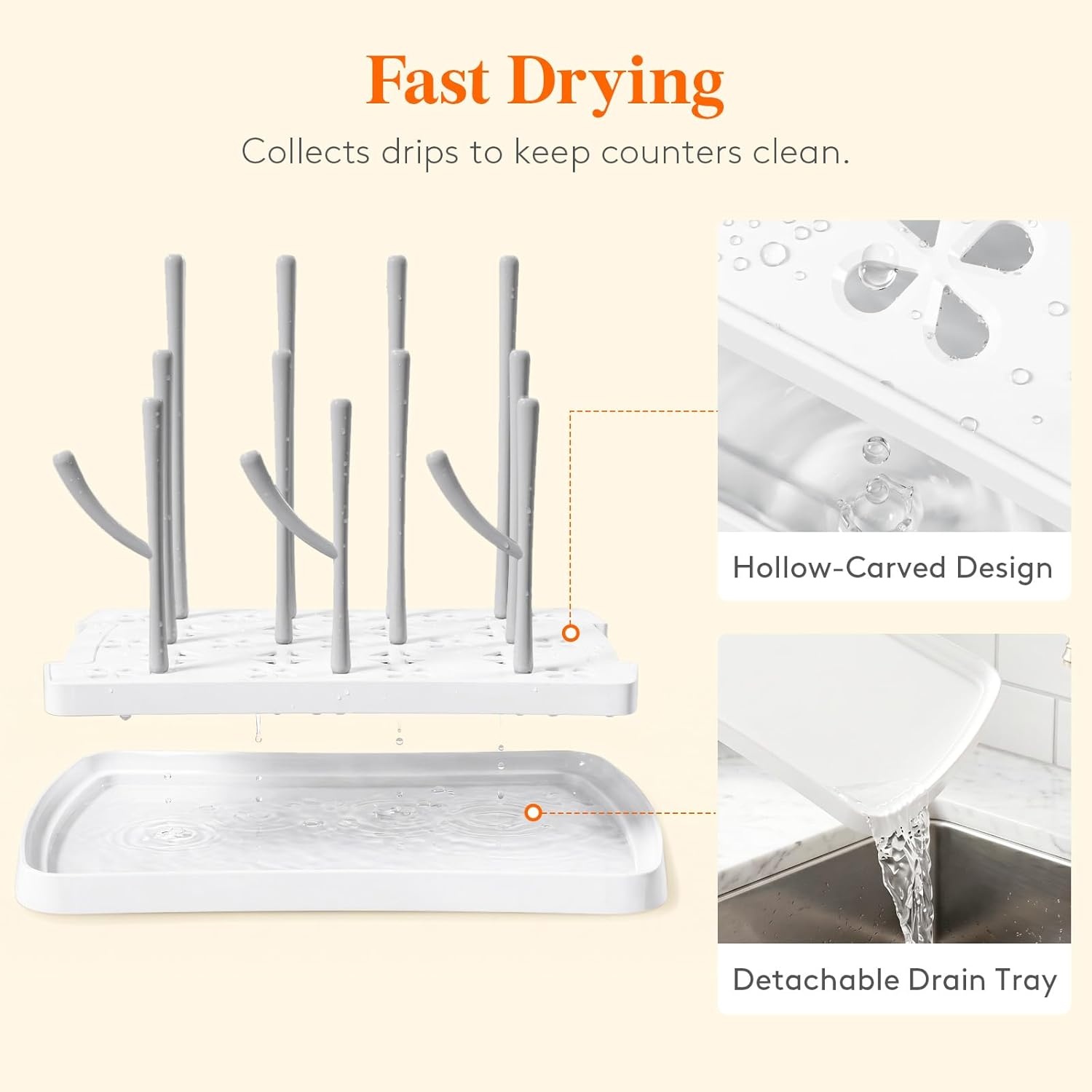 image:imageLifewit Baby Bottle Drying Rack with Tray Portable Bottle Drying Tree for Home amp Travel Space Saving Dryer Holder for Nipples Pump Parts Pacifiers Storage Newborn Essentials BPA Free